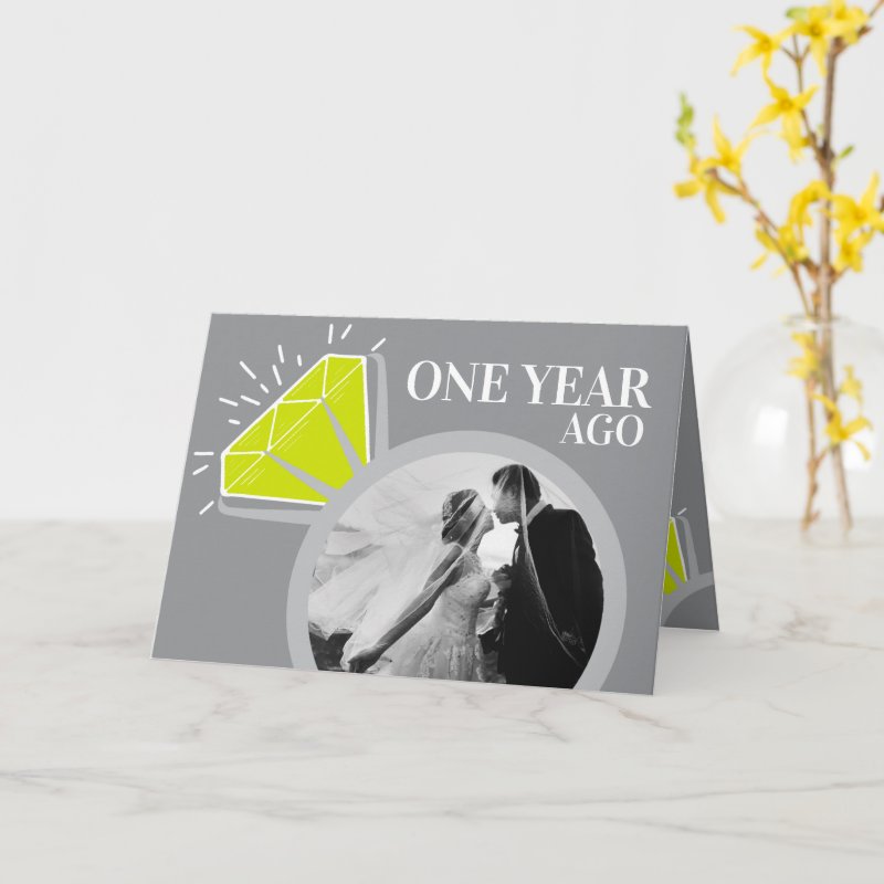 1st wedding anniversary peridot now then photo card Custom Folded Greeting Card, Size: Standard, 5\" x 7\ 4 1st wedding anniversary peridot now then photo card Custom Folded Greeting Card, Size: Standard, 5\\" x 7\\