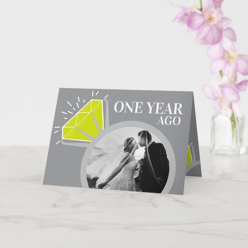 1st wedding anniversary peridot now then photo card Custom Folded Greeting Card, Size: Standard, 5\" x 7\ 5 1st wedding anniversary peridot now then photo card Custom Folded Greeting Card, Size: Standard, 5\\" x 7\\