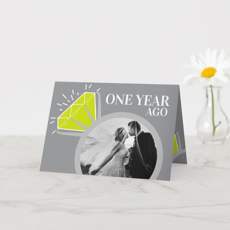 1st wedding anniversary peridot now then photo card Custom Folded Greeting Card, Size: Standard, 5\" x 7\ 6 1st wedding anniversary peridot now then photo card Custom Folded Greeting Card, Size: Standard, 5\\" x 7\\