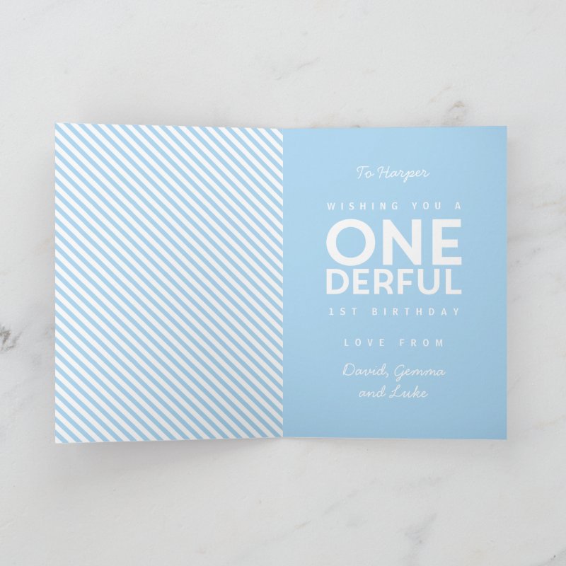 1st birthday simple onederful colorful typography card Custom Folded Greeting Card, Size: Standard, 5\\" x 7\\