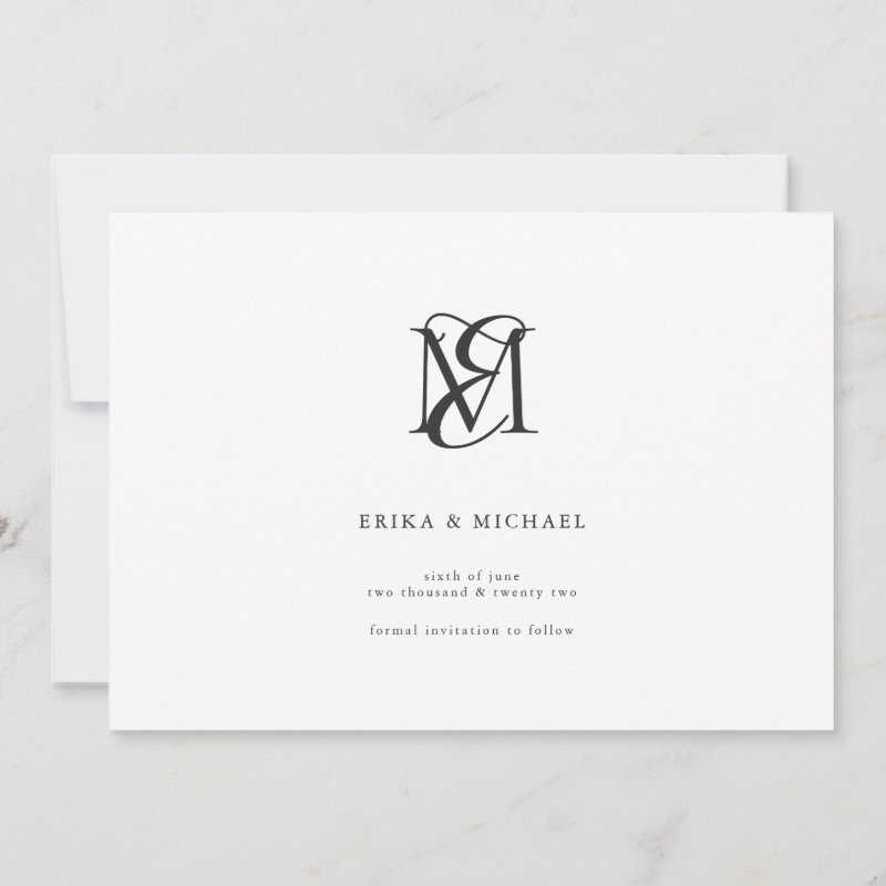 3 Photos Elegant Classic Wedding Save The Date 5\\" x 7\\" Flat Save The Date Card