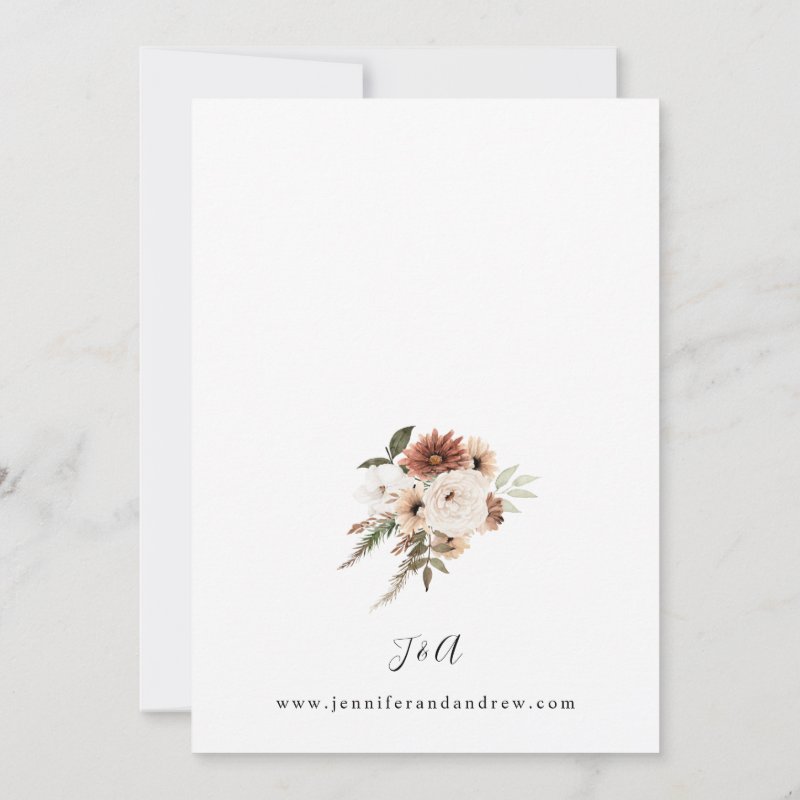 Rustic Neutral Boho Floral Wedding Invitation Flat Invitation, Size: 5\" x 7\ 3 Rustic Neutral Boho Floral Wedding Invitation Flat Invitation, Size: 5\\" x 7\\