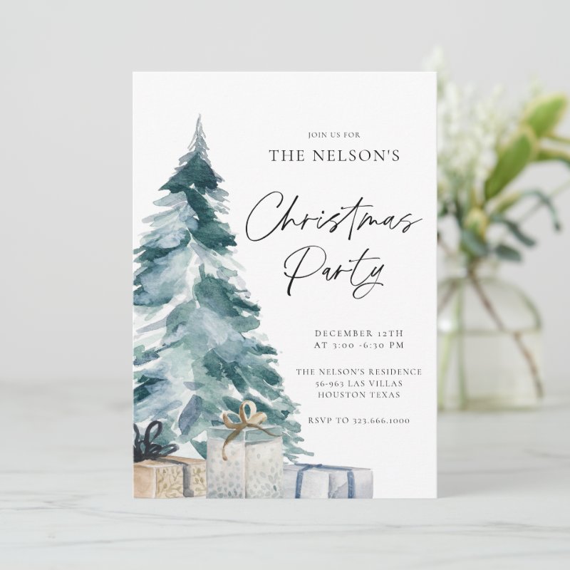 Elegant Christmas Party Invitation Flat Invitation, Size: 5\" x 7\ 3 Elegant Christmas Party Invitation Flat Invitation, Size: 5\\" x 7\\