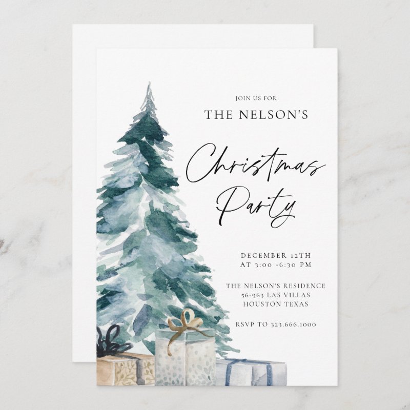 Elegant Christmas Party Invitation Flat Invitation, Size: 5\" x 7\ 4 Elegant Christmas Party Invitation Flat Invitation, Size: 5\\" x 7\\