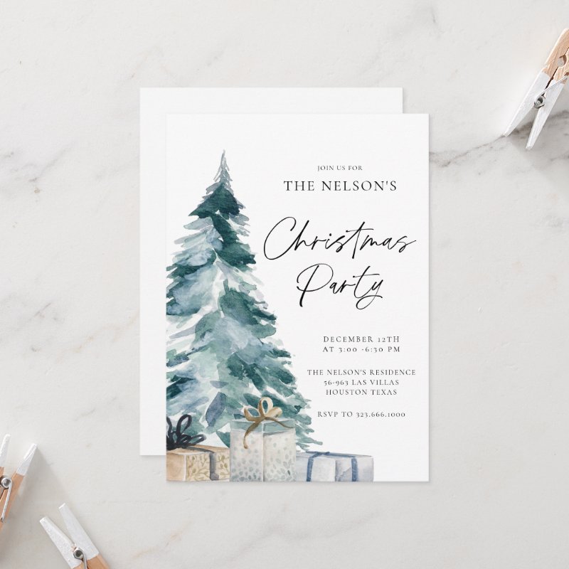 Elegant Christmas Party Invitation Flat Invitation, Size: 5\" x 7\ 5 Elegant Christmas Party Invitation Flat Invitation, Size: 5\\" x 7\\