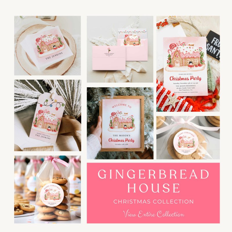 Gingerbread House Christmas Party Invitation Flat Invitation, Size: 5\\" x 7\\