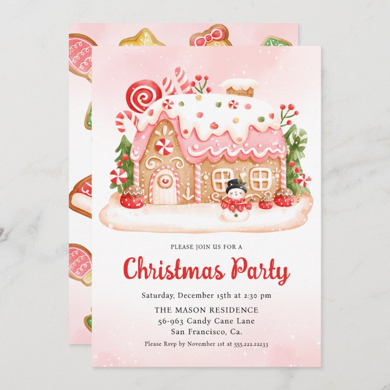 Gingerbread House Christmas Party Invitation Flat Invitation, Size: 5\" x 7\ 6 Gingerbread House Christmas Party Invitation Flat Invitation, Size: 5\\" x 7\\