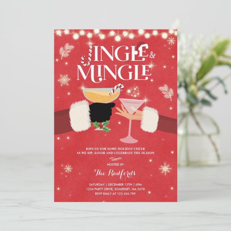 Jingle And Mingle Christmas Cocktail Party Invitation Flat Invitation, Size: 5\" x 7\ 4 Jingle And Mingle Christmas Cocktail Party Invitation Flat Invitation, Size: 5\\" x 7\\