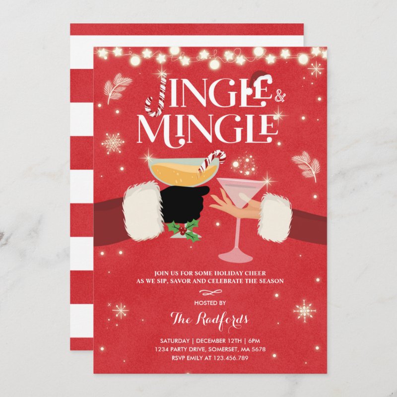 Jingle And Mingle Christmas Cocktail Party Invitation Flat Invitation, Size: 5\" x 7\ 5 Jingle And Mingle Christmas Cocktail Party Invitation Flat Invitation, Size: 5\\" x 7\\