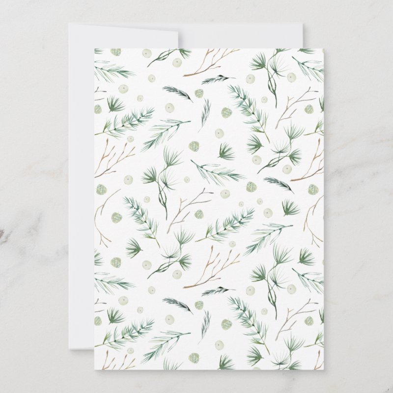Winter Greenery Holiday Party Invitation Flat Invitation, Size: 5\\" x 7\\