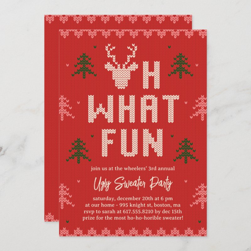 Ugly Christmas Sweater Holiday Party Invitation Flat Invitation, Size: 5\" x 7\ 5 Ugly Christmas Sweater Holiday Party Invitation Flat Invitation, Size: 5\\" x 7\\