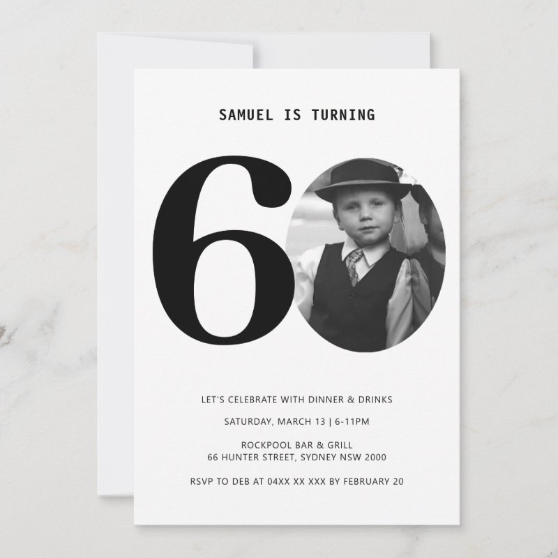 Vintage Plaid 60th Birthday Photo Invitation Flat Invitation, Size: 5\\" x 7\\