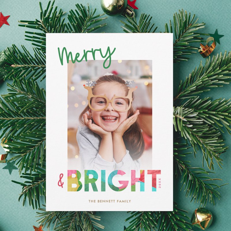 Modern Colorful Jingle and Mingle Christmas Party Foil Invitation 5\\" x 7\\" Foil Invitation