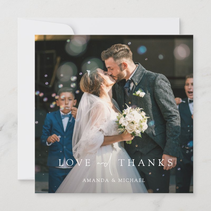 Custom Photo Wedding Thank You Card Template 5.25\\" x 5.25\\" Flat Thank You Card