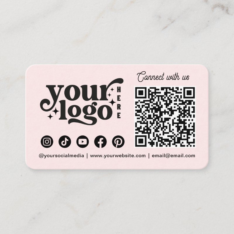 Connect with us Social Media QR Code Pink Business Card Standard, 3.5\\" x 2.0\\" Business Card