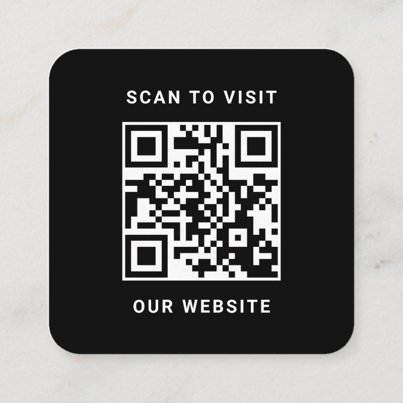 Modern Black Custom Logo and QR Code Square Business Card Square, 2.5\\" x 2.5\\" Business Card
