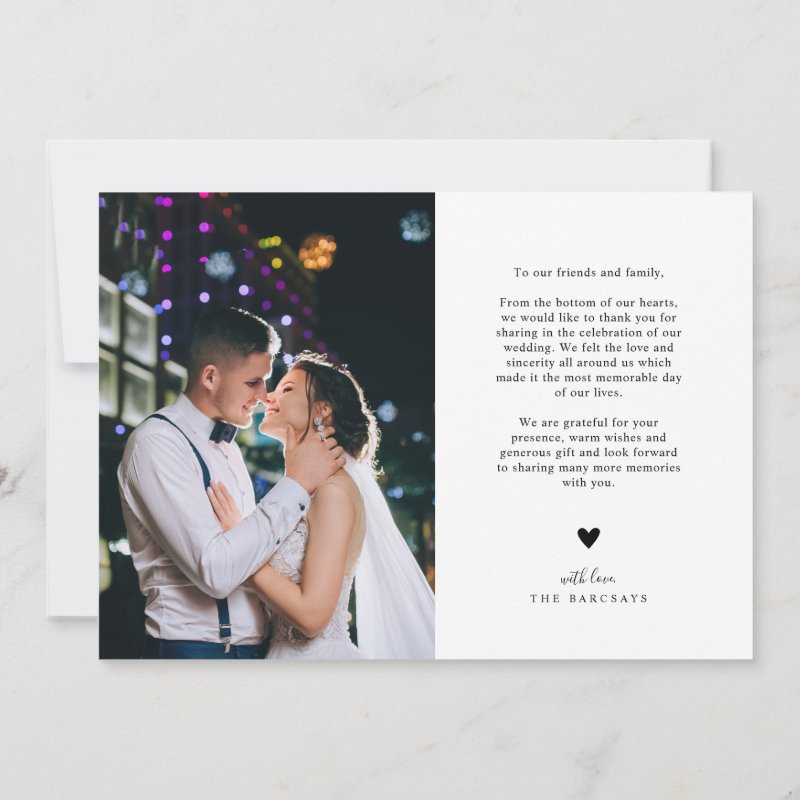 Thank You Retro Text Wedding 5\\" x 7\\" Flat Thank You Card