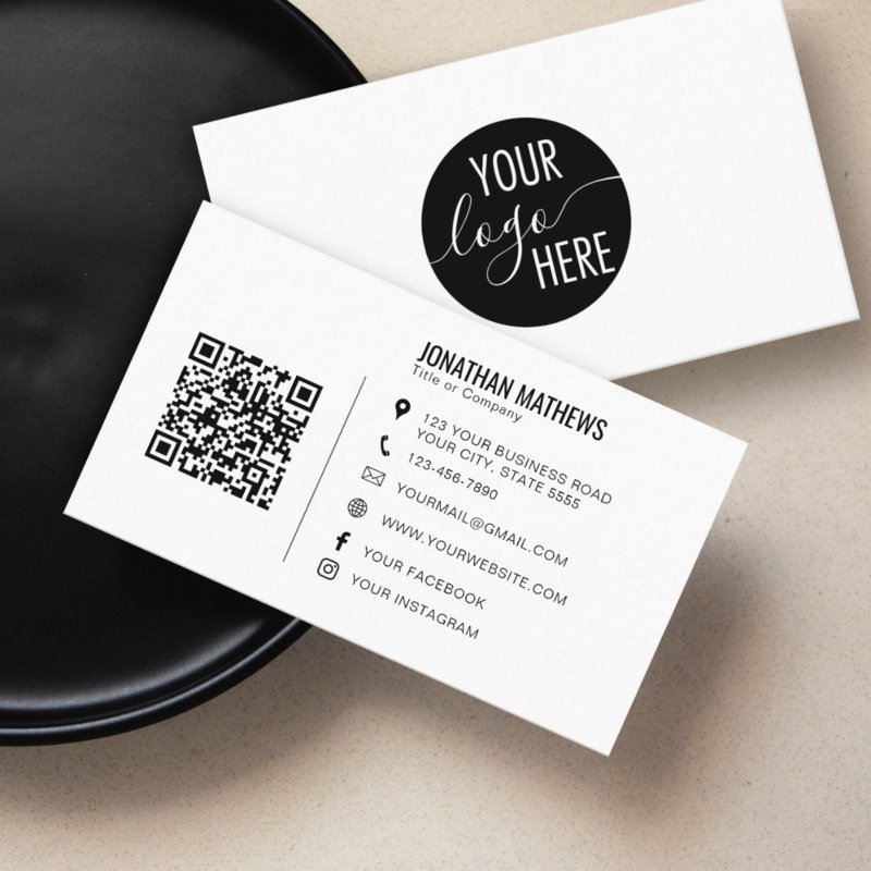 Minimalist Professional Company Logo QR Code Business Card Standard, 3.5\\" x 2.0\\" Business Card