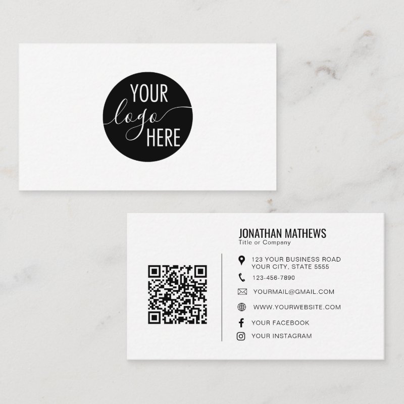 Minimalist Professional Company Logo QR Code Business Card Standard, 3.5\\" x 2.0\\" Business Card