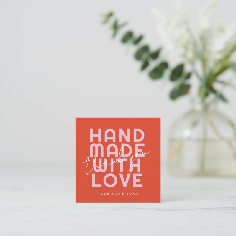 Modern handmade with love thank you square business card Square, 2.5\" x 2.5\" Business Card 3 Modern handmade with love thank you square business card Square, 2.5\\" x 2.5\\" Business Card