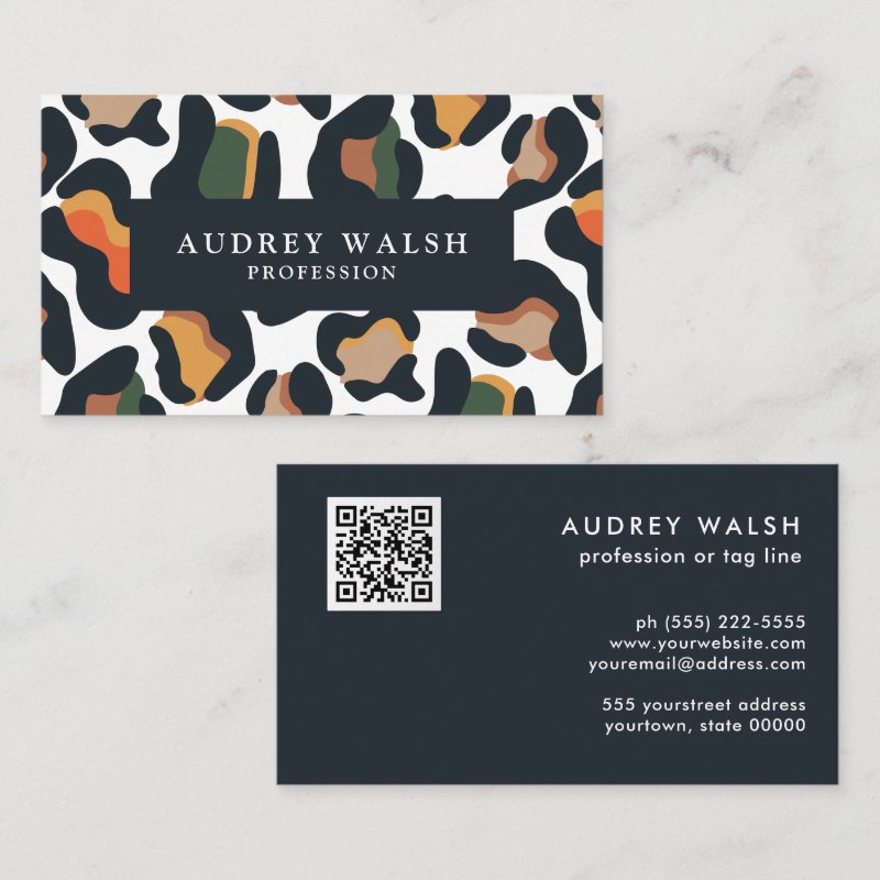 QR CODE Safari Animal Skin Leopard spot  Business Card Standard, 3.5\\" x 2.0\\" Business Card