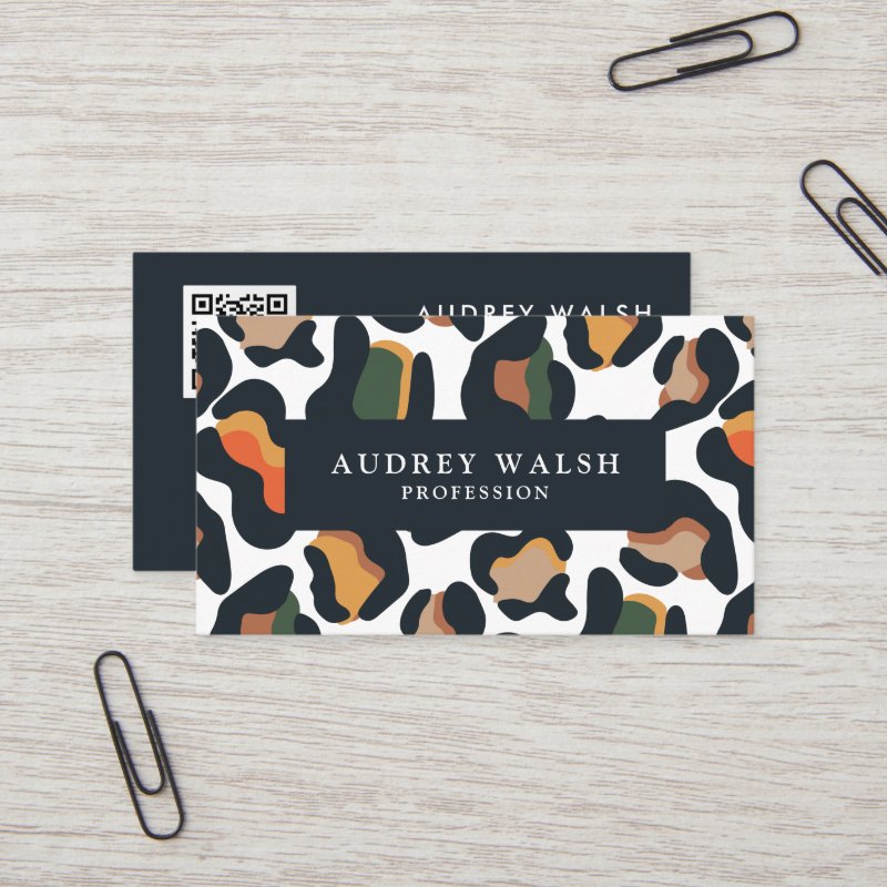 QR CODE Safari Animal Skin Leopard spot  Business Card Standard, 3.5\\" x 2.0\\" Business Card