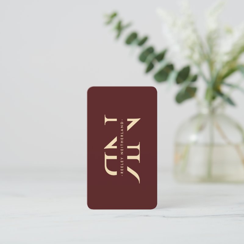 Modern Monogram Professional Red Maroon Gold Business Card Standard, 3.5\\" x 2.0\\" Business Card