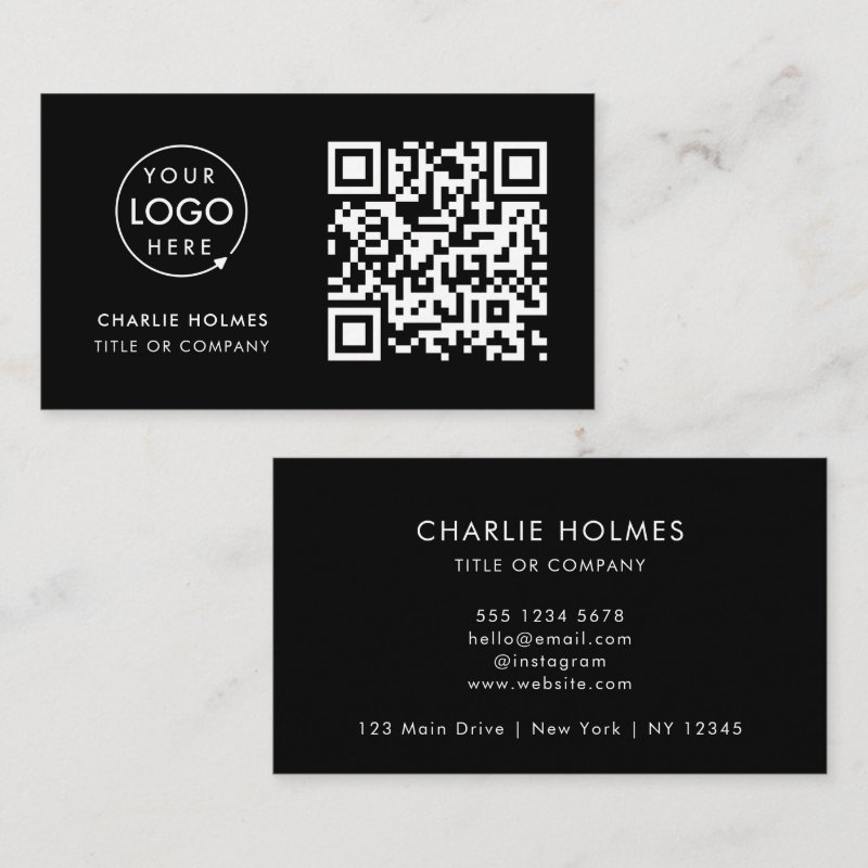 Business Card with QR Code | Black Modern Design Standard, 3.5\" x 2.0\" Business Card 6 Business Card with QR Code | Black Modern Design Standard, 3.5\\" x 2.0\\" Business Card