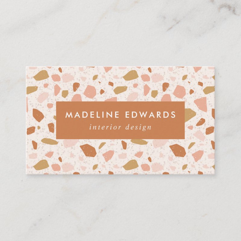Trendy Blush & Orange Terrazzo Business Card Standard, 3.5\\" x 2.0\\" Business Card
