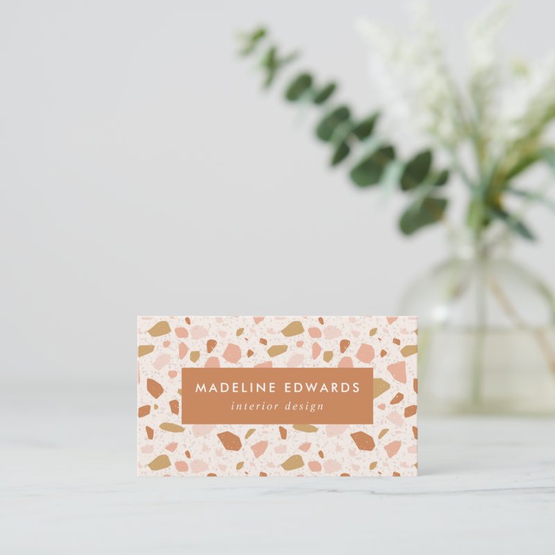 Trendy Blush & Orange Terrazzo Business Card Standard, 3.5\\" x 2.0\\" Business Card
