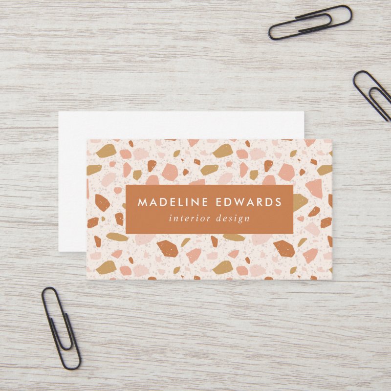 Trendy Blush & Orange Terrazzo Business Card Standard, 3.5\\" x 2.0\\" Business Card