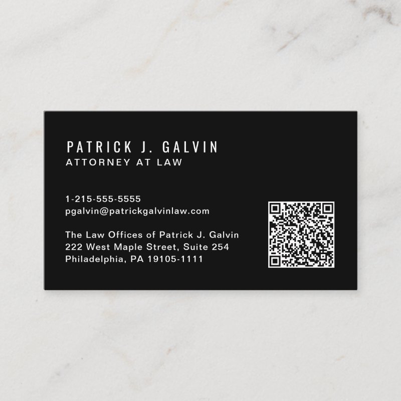 Minimal Professional QR Code Black Business Card Standard, 3.5\" x 2.0\" Business Card 5 Minimal Professional QR Code Black Business Card Standard, 3.5\\" x 2.0\\" Business Card