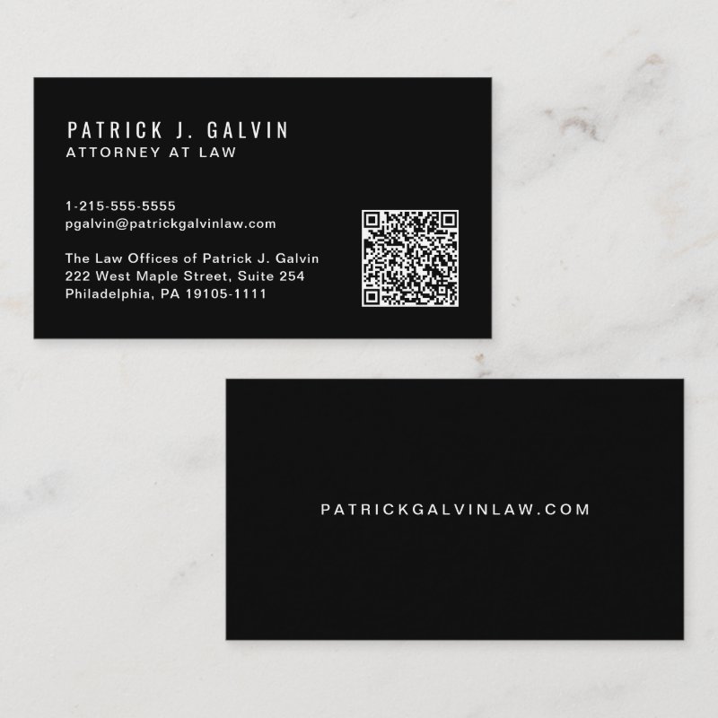 Minimal Professional QR Code Black Business Card Standard, 3.5\" x 2.0\" Business Card 8 Minimal Professional QR Code Black Business Card Standard, 3.5\\" x 2.0\\" Business Card