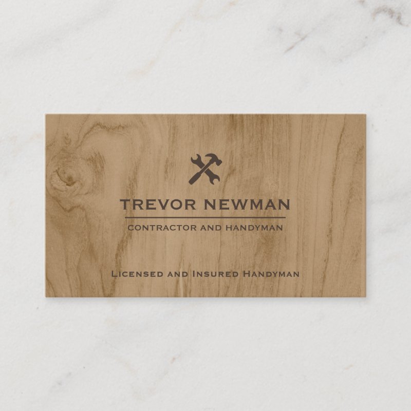 Modern Construction Handyman Carpenter Tools Wood Business Card Standard, 3.5\\" x 2.0\\" Business Card