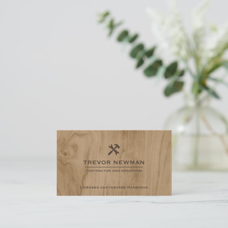 Modern Construction Handyman Carpenter Tools Wood Business Card Standard, 3.5\" x 2.0\" Business Card 3 Modern Construction Handyman Carpenter Tools Wood Business Card Standard, 3.5\\" x 2.0\\" Business Card
