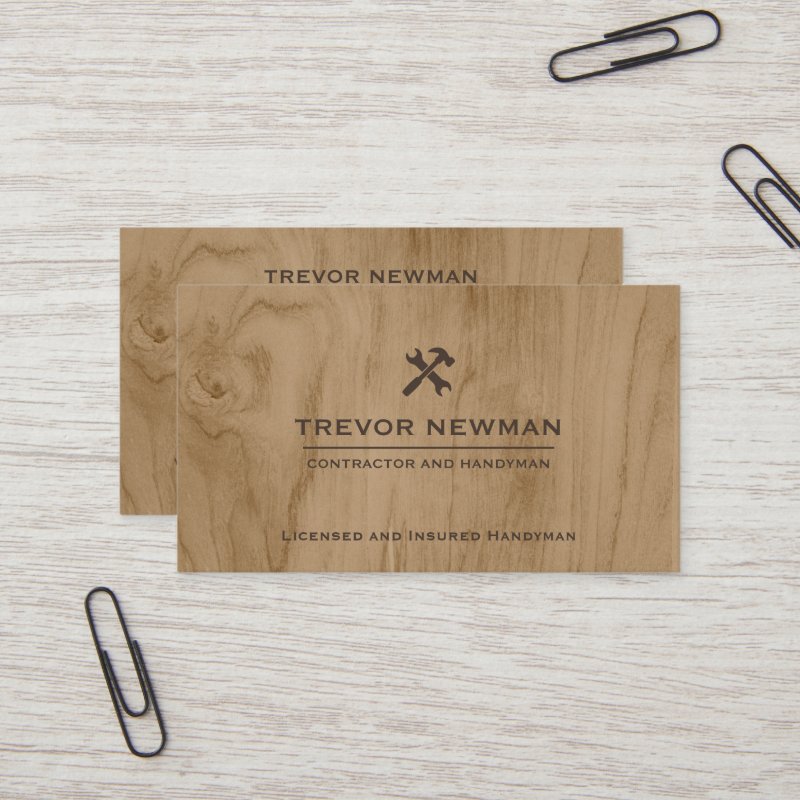 Modern Construction Handyman Carpenter Tools Wood Business Card Standard, 3.5\" x 2.0\" Business Card 5 Modern Construction Handyman Carpenter Tools Wood Business Card Standard, 3.5\\" x 2.0\\" Business Card