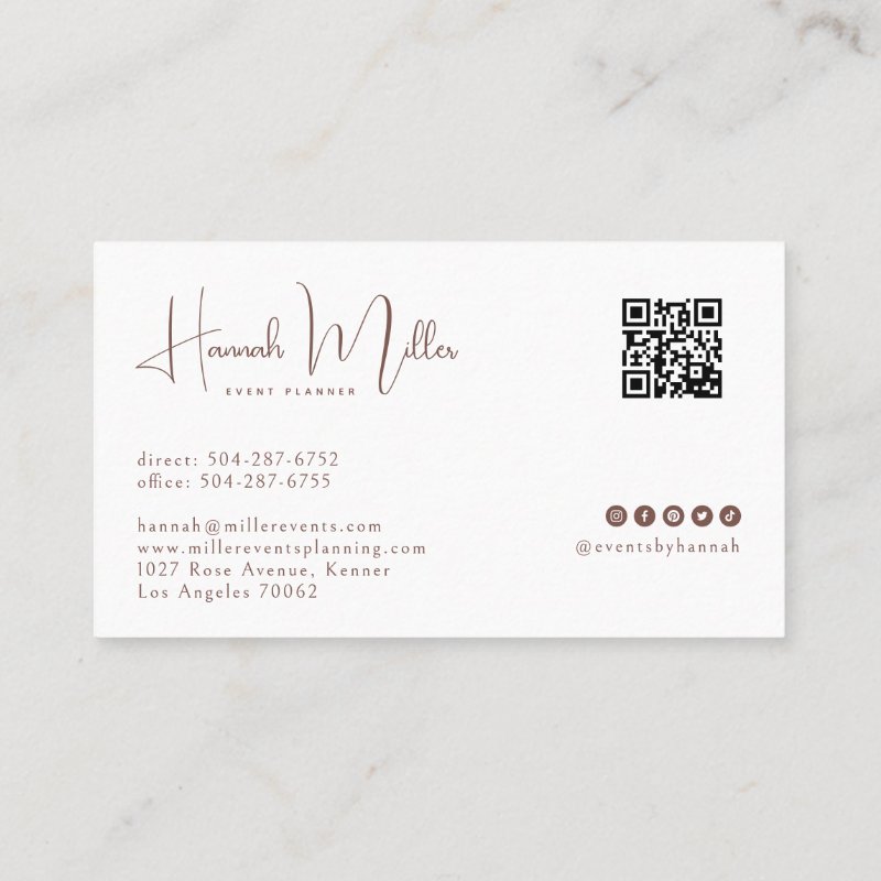 Terracotta | Modern Elegant Minimalist QR Code Business Card Standard, 3.5\\" x 2.0\\" Business Card