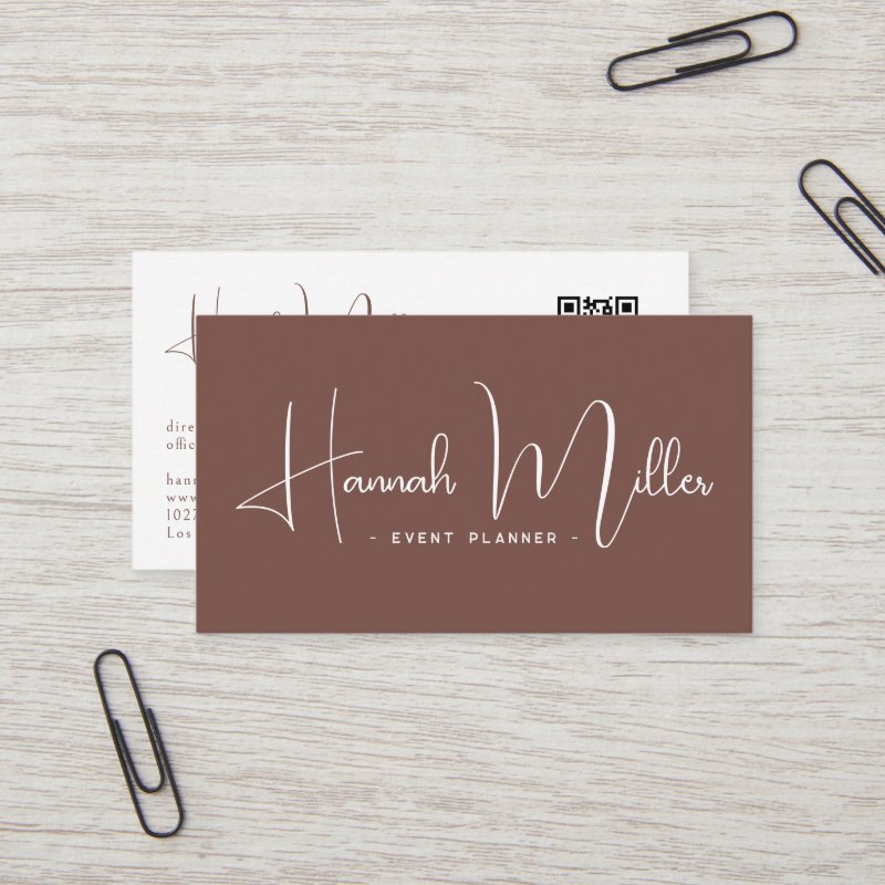 Terracotta | Modern Elegant Minimalist QR Code Business Card Standard, 3.5\" x 2.0\" Business Card 5 Terracotta | Modern Elegant Minimalist QR Code Business Card Standard, 3.5\\" x 2.0\\" Business Card