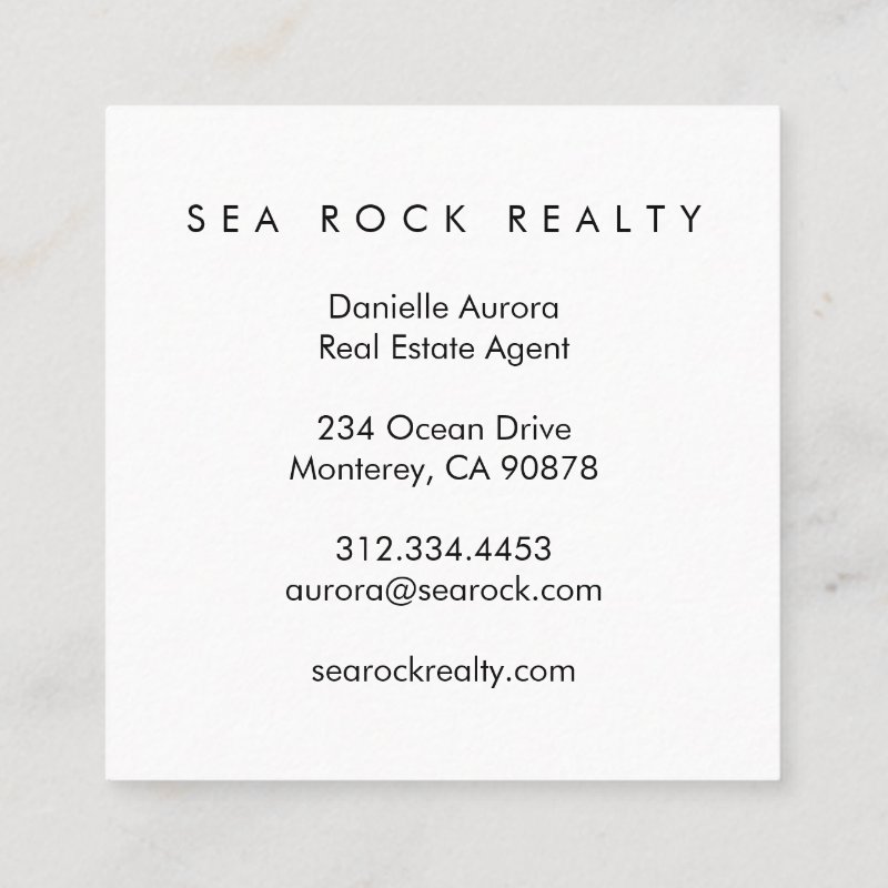 Unique Real Estate Agent Rocks Ocean Beach Photo Square Business Card Square, 2.5\\" x 2.5\\" Business Card