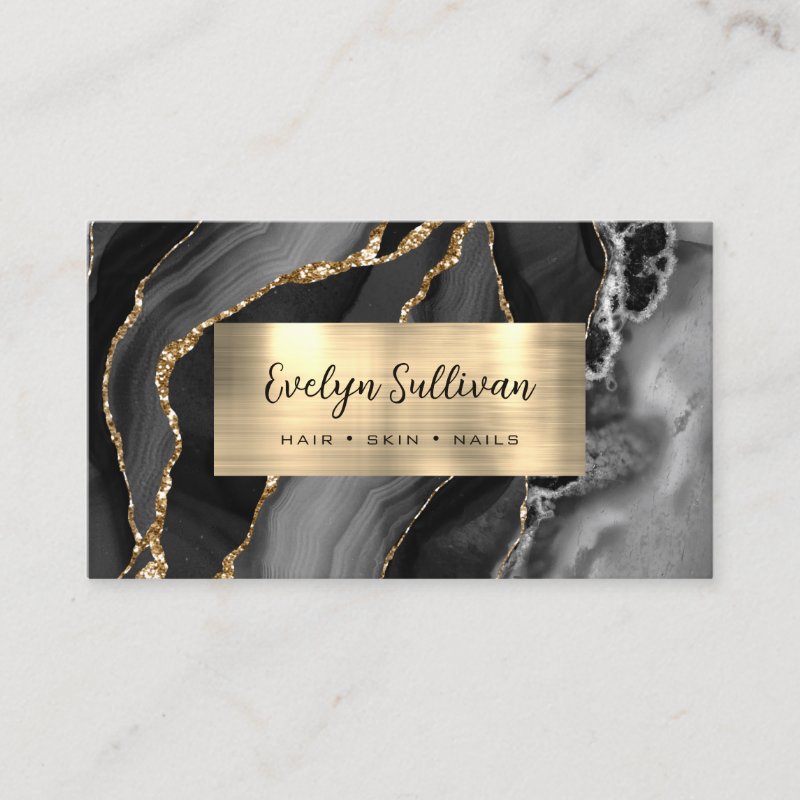 Black Gold Agate Business Card Standard, 3.5\\" x 2.0\\" Business Card