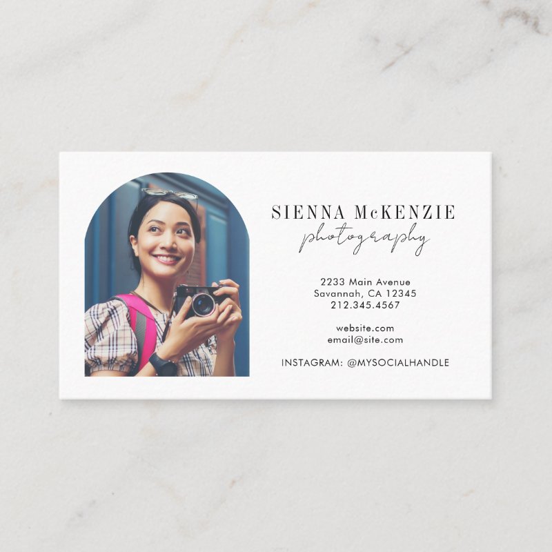 Modern Arch Script Photography Professional Business Card Standard, 3.5\\" x 2.0\\" Business Card