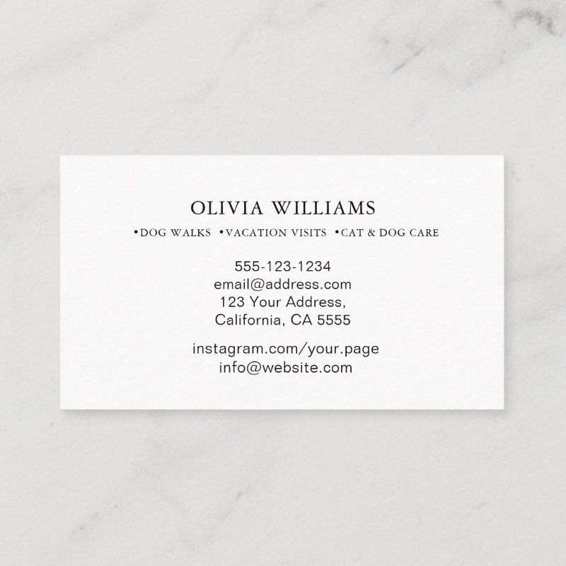Pet Sitting Photo Minimalist Paw Print Business Card Standard, 3.5\\" x 2.0\\" Business Card