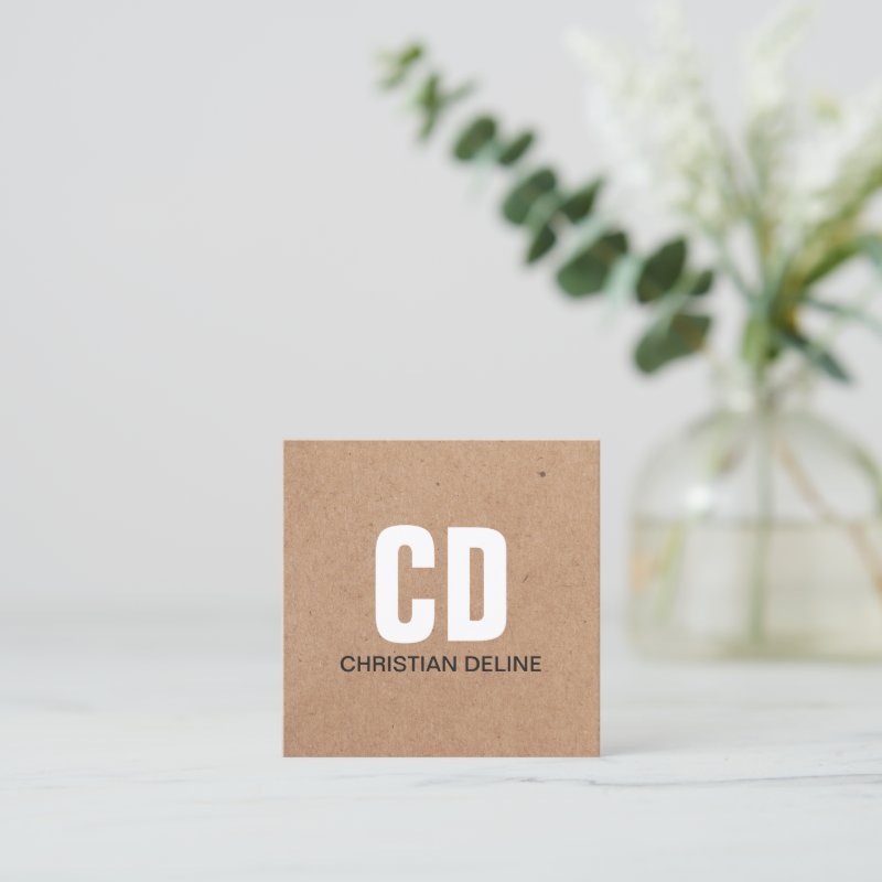 Modern Kraft Paper (printed) White Bold Monogram Square Business Card Square, 2.5\" x 2.5\" Business Card 3 Modern Kraft Paper (printed) White Bold Monogram Square Business Card Square, 2.5\\" x 2.5\\" Business Card