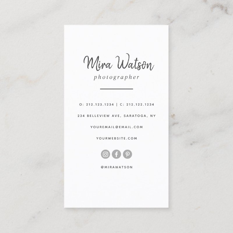Chic Modern Script Typography Simple Photographer Business Card Standard, 3.5\\" x 2.0\\" Business Card
