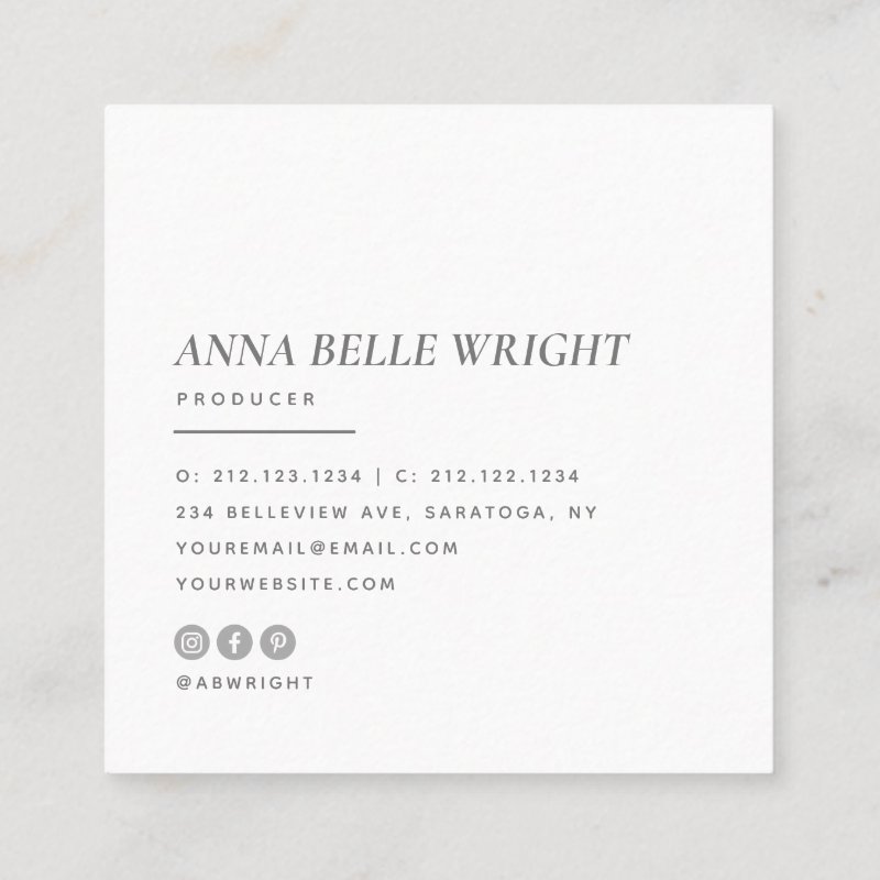 Elegant | Minimalist Modern Typography Simple Pink Square Business Card Square, 2.5\\" x 2.5\\" Business Card