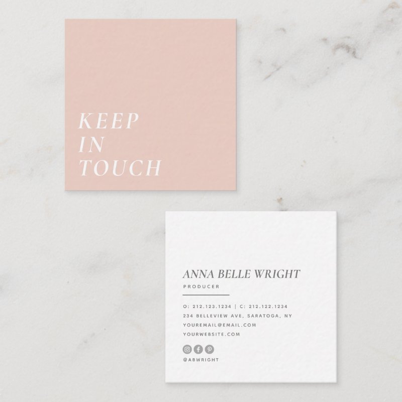 Elegant | Minimalist Modern Typography Simple Pink Square Business Card Square, 2.5\\" x 2.5\\" Business Card