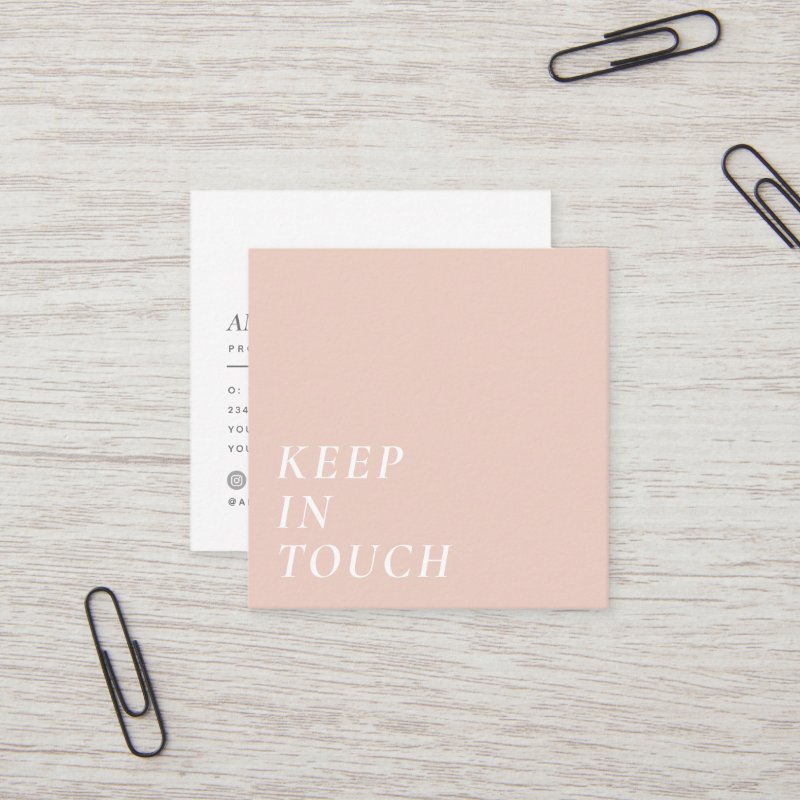 Elegant | Minimalist Modern Typography Simple Pink Square Business Card Square, 2.5\\" x 2.5\\" Business Card