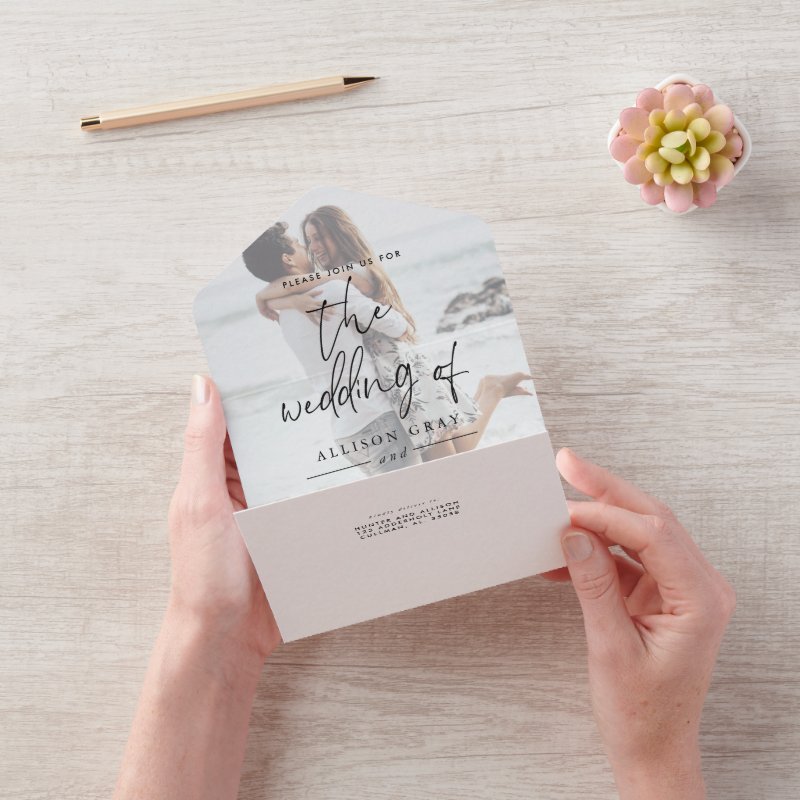 Modern Photo Wedding All in One Invitation All in One Invitation, Paper: Signature Matte, Envelopes: None