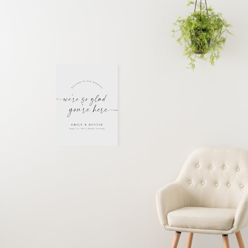 Modern Elegant Script Wedding Welcome Sign Foam Core Board, Size: 18.00\\" x 24.00\\