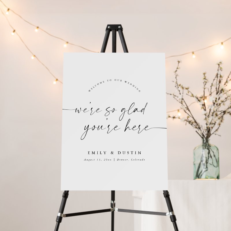 Modern Elegant Script Wedding Welcome Sign Foam Core Board, Size: 18.00\\" x 24.00\\